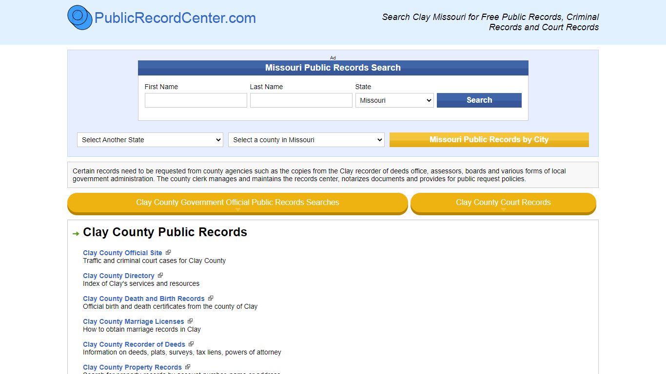 Clay County Missouri Free Public Records - Court Records ...